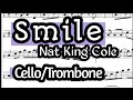 Smile Cello or Trombone Sheet Music Backing Track Play Along Partitura