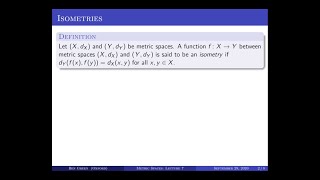 Metric Spaces - Lectures 7 & 8: Oxford Mathematics 2nd Year Student Lecture