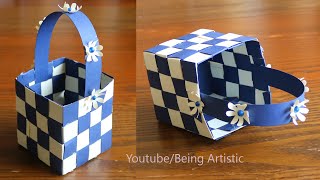 Simple Paper Basket Making -  DIY Basket- Easy and Beautiful Paper Craft