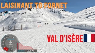 [4K] Skiing Val d'Isère, Laisinant to Fornet via Table Orientation \u0026 Mangard, France, GoPro HERO11