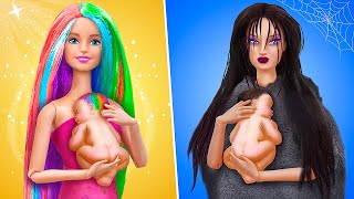 Rainbow and Dark Moms with Miniature Babies / 11 Barbie Doll DIYs