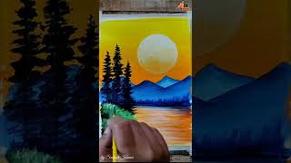 Scenery Drawing | Acrylic Colour | Sunset Painting #short