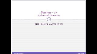 Session 17 - Python - Directory Operations in Python