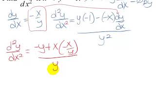Finding the 2nd Derivative Using Implicit Differentiation