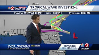 Invest 92-L closes in near Florida's coast, could become short-lived tropical depression