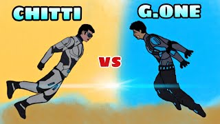 Chitti (robot) vs G.one | funny 2d animation fight | srk | rajinikanth