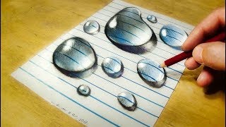 How To Draw 3d Water Drops On Line Paper - Vamosart