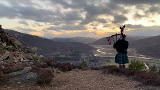 Solo Piper on Creag Choinnich, Braemar, Scotland, April 2 2020