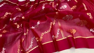 #Banarasi #pure #handloom #kora #organza #silk saree#whatsapp 9324546827