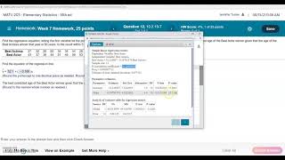 HW7 Regression Equation and Predicted Values