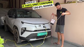 *0-100% Time & Charging Cost* Tata Punch EV | True Range Test With AC