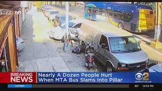 Driver hospitalized after MTA bus slams into pole in the Bronx