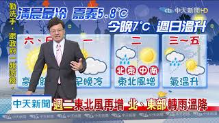 20200131中天新聞　【氣象】乾寒流發威！今晨2.9度　「高雄以北跌破6度」