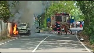 ചേർത്തല തണ്ണീർമുക്കത്ത് നിർത്തിയിട്ടിരുന്ന കാറിന് തീപിടിച്ചു.