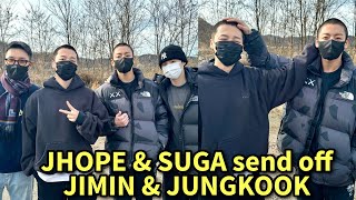 JIMIN & JUNGKOOK entering the military | Suga & Jhope were there to send off the members | BTS 2023