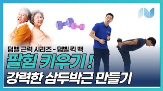 [노리케어 전문가 운동] 팔힘 키우기! 강력한 삼두박근 만들기 (시니어 팔 운동, 덤벨 킥 백)