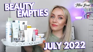 SKINCARE \u0026 BEAUTY EMPTIES JULY 2022 | WHAT PRODUCTS I'VE USED UP \u0026 PRODUCT REVIEW | MISS BOUX