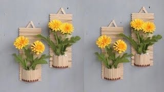 Flower vase using popsicle sticks | Wall decor | Wall hanging using popsicle sticks