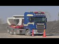 5 scania trucks tipping trailers