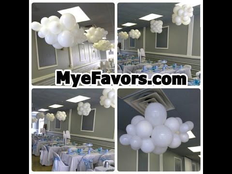 How to Make a Floating Balloon Cloud - Baby Shower Heaven Sent Theme Party - DIY How to Make a Floating Balloon Cloud - Baby Shower Heaven Sent Theme Party - DIY