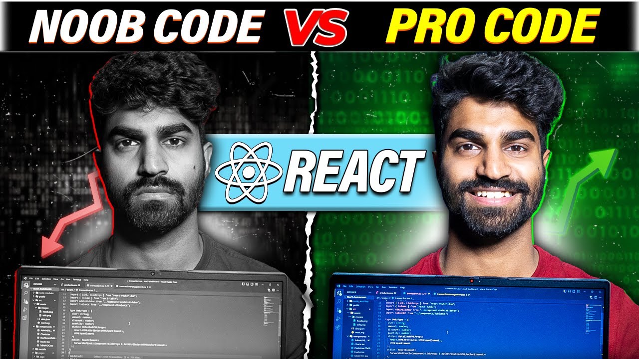 React Noob Code Vs Pro Code | Junior Developer Vs Senior Developer Code ...