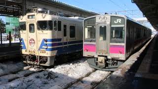 JR東日本 キハ40＋キハ48 (秋アキ)←三キハ48 516 ＋キハ40 1006　津軽線　青森駅発車　337D ※2021年2月撮影