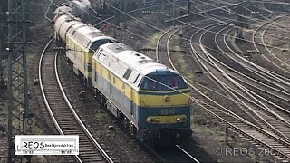 2007-02 [SDw] Guter Bahnhof Aachen West, start of the Montzen line, 10 freight trains, Diesel sound