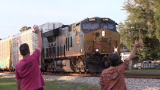 CSX 3396 leads CSX M203-19 in Folkston, GA 2/20/23