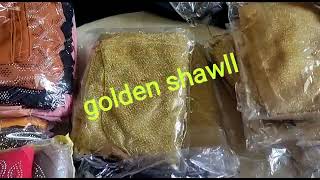 Party Wear Golden Hijab Shawl