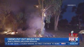 Crews put out brush fire near 15 freeway