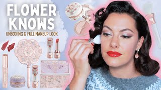 VINTAGE GLAM using the most *aesthetic*  makeup 💋 FLOWER KNOWS UNBOXING