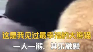 这是我见过最幸福的大熊猫，一人一熊，其乐融融 大熊猫 大熊猫蔓越莓