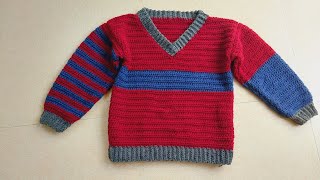 v neck crochet sweater for 6 to 7 year old (subtitles available)