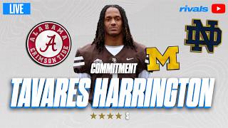 Tavares Harrington LIVE COMMITMENT | 4-Star S Chooses Between Notre Dame, Alabama and Michigan!