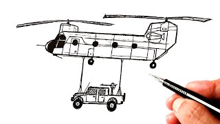How to draw a Helicopter Army Easy