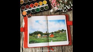 【米蒂风景水彩】Mitty sketchbook 跟着米蒂画田园风景吧~ watercolor painting的副本