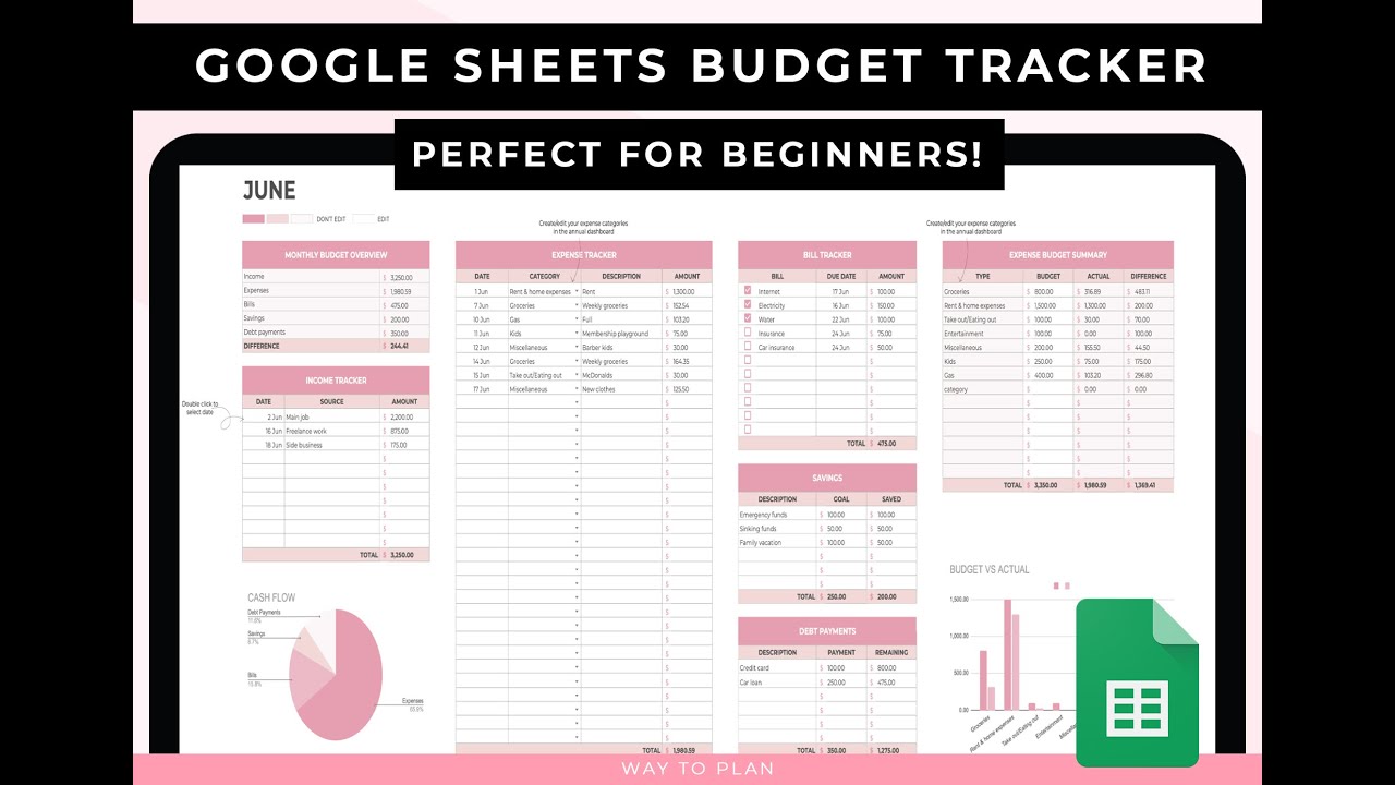 Budget Tracker For Google Sheets. Monthly Budget Template To Track Your ...