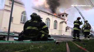 @SJFIRE battles blaze at Holy Cross church in #sanjose