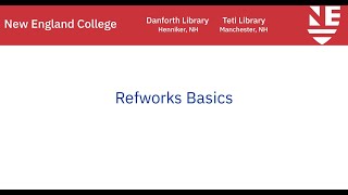 Refworks Basics