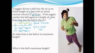 Using the Quadratic Formula and the vertex to solve physics applications