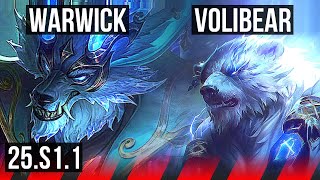 WARWICK vs VOLIBEAR (TOP) | 1300+ games | KR Master | 25.S1.1