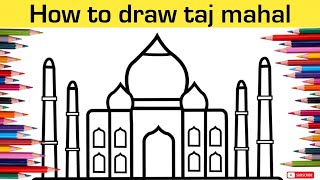 How to draw a Taj mahal || easy drawing step by step