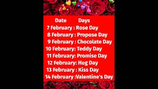 Valentine week list 2023 shorts♥valentine gifts♥valentines day status♥ 14 Feb valentine day status