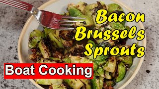 Brussels sprouts from the ugly bin sauteed with bacon and Parmesan #recipe #cooking #boat #cheap