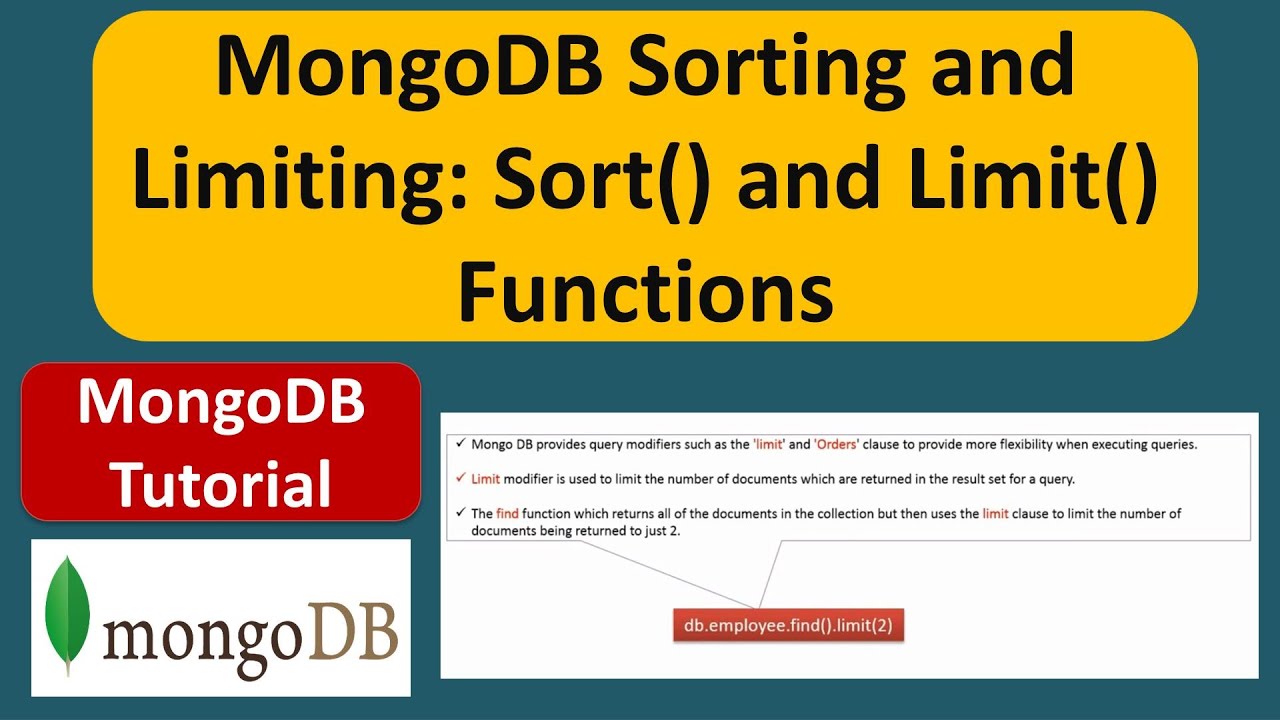 Mongodb Sorting And Limiting Sort And Limit Functions Mongodb