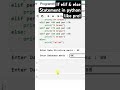 Python's If, Elif, and Else | A Quick Guide! | Python Programming | Intelligence Logic #shorts #ai