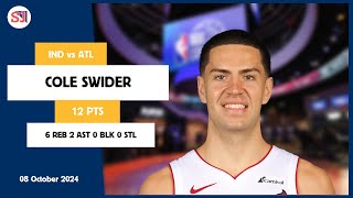 COLE SWIDER 12 PTS 6 REB 2 AST 0 BLK 0 STL | vs ATL 08 Oct 24-25 IND Player Highlights