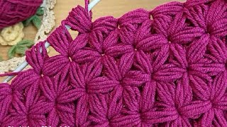 💞🌹퍼프스티치 로 뜨는 코바늘 뜨기 스타스티치 패턴 💞🌹 Crochet puff flower pattern for Star stitch