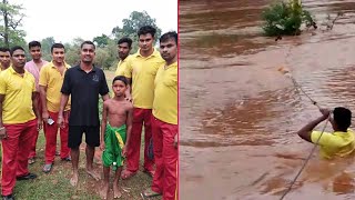 Odisha: Boy gets stranded in river while bathing, rescued by ODRAF, fire brigade