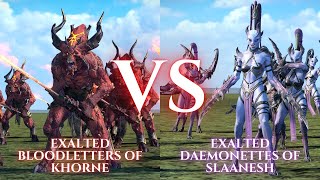 WARHAMMER III Total War : Exalted Bloodletters of Khorne VS Exalted Daemonettes of Slaanesh